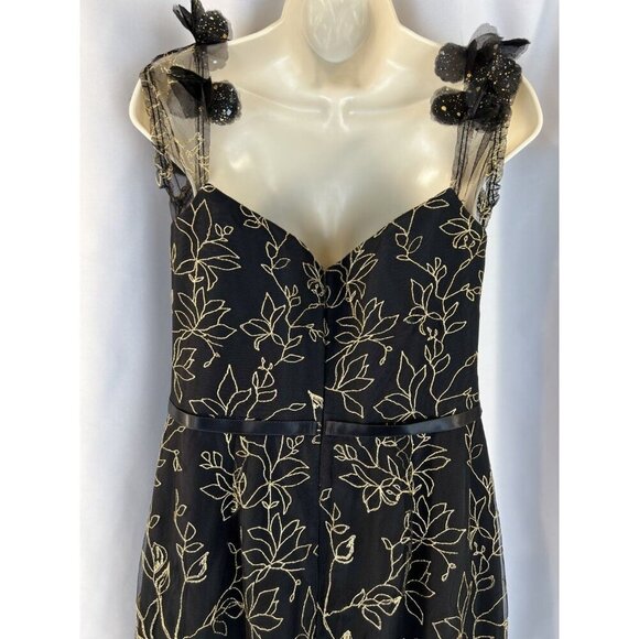 NEW Marchesa Notte Black Off-The-Shoulder Embroidered Gown $995 - Picture 8 of 14